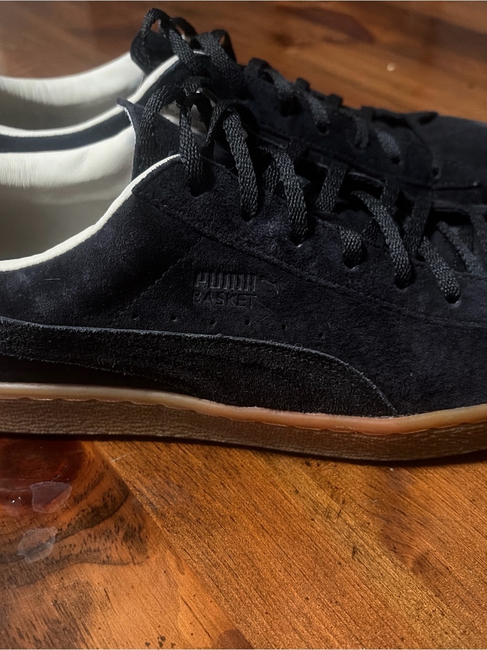 Puma Black Suede Sneakers with Gum Sole